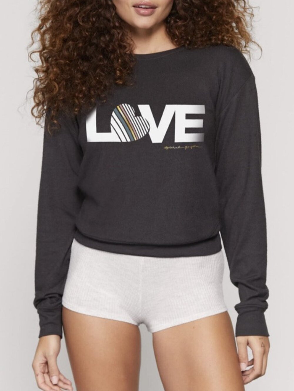 Spiritual Gangster Sz S Pullover Savasana Love Heart Classic Cropped Sweatshirt